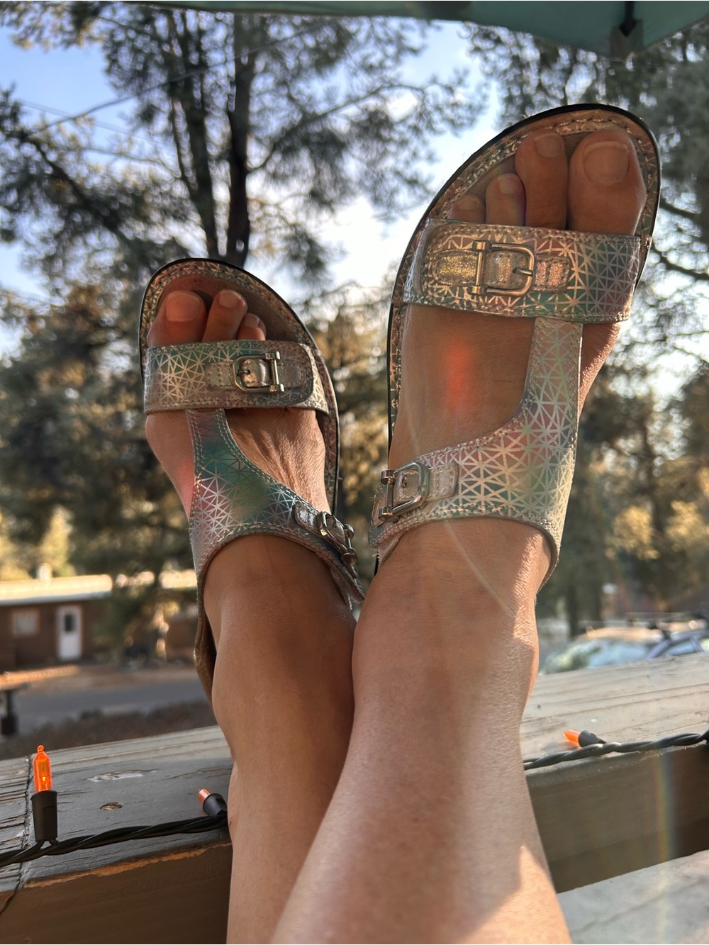 Alegria sandals, pink, and blue open back - Picture 5 of 16
